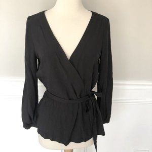 JCREW MERCANTILE BLACK TIE WAIST TOP